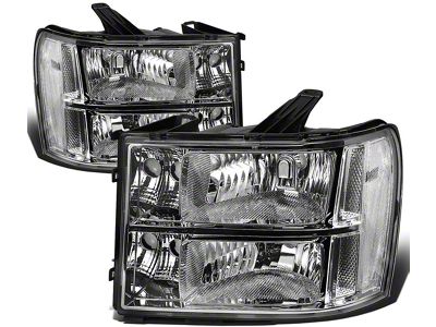 Headlights with Clear Corner Lights; Chrome Housing; Clear Lens (07-13 Sierra 1500)