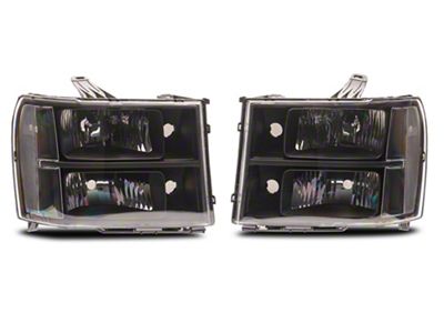 Headlights with Clear Corners; Black Housing; Clear Lens (07-13 Sierra 1500)