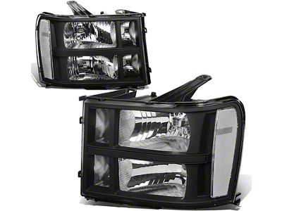 Headlights with Clear Corners; Black Housing; Clear Lens (07-13 Sierra 1500)