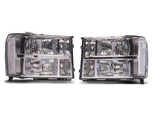 Headlights with Clear Corners; Chrome Housing; Clear Lens (07-13 Sierra 1500)