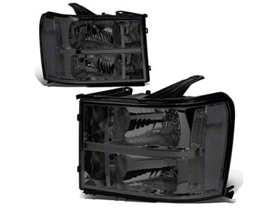 Headlights with Clear Corners; Chrome Housing; Smoked Lens (07-13 Sierra 1500)