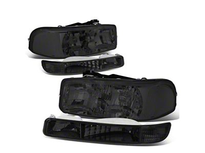 Headlights with Clear Corners; Chrome Housing; Smoked Lens (99-06 Sierra 1500)