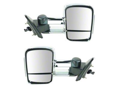 Heated Manual Towing Mirrors; Chrome (14-18 Sierra 1500)