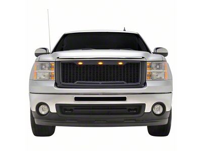 Impulse Upper Replacement Grille with Amber LED Lights; Matte Black (07-13 Sierra 1500)