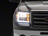 LED Bar Factory Style Headlights; Chrome Housing; Clear Lens (07-13 Sierra 1500)