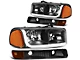 LED DRL Headights with Amber Corners; Black Housing; Clear Lens (99-06 Sierra 1500)