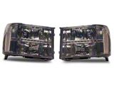 LED DRL Strip Headlights with Clear Corners; Chrome Housing; Smoked Lens (07-13 Sierra 1500)