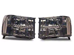LED DRL Strip Headlights with Clear Corners; Chrome Housing; Smoked Lens (07-13 Sierra 1500)