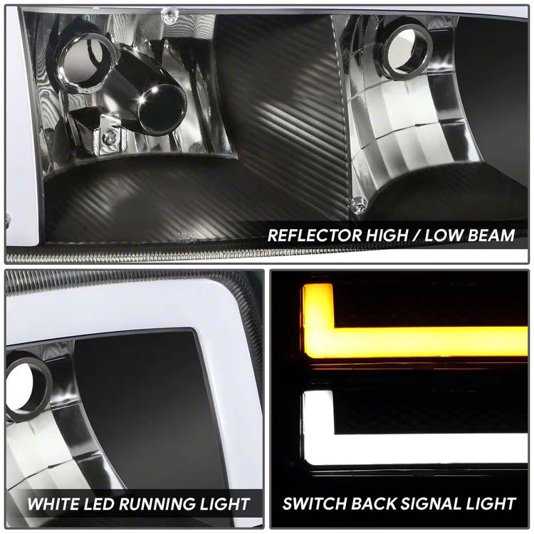 [SWITCHBACK F-LED DRL TURN SIGNAL]FOR 99-07 SIERRA 1500-3500 HEADLIGHTS CHROME - Foto 6