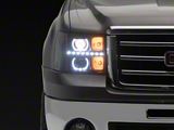LED Halo Projector Headlights; Black Housing; Clear Lens (07-13 Sierra 1500)