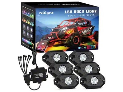 LED RGB Rock Lights with Bluetooth Controler; Set of 6 (Universal; Some Adaptation May Be Required)
