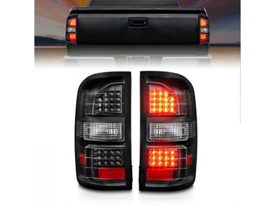 LED Tail Lights; Black Housing; Clear Lens (14-18 Sierra 1500 w/ Factory Halogen Tail Lights)