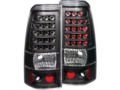 LED Tail Lights; Black Housing; Clear Lens (99-02 Sierra 1500 Fleetside)