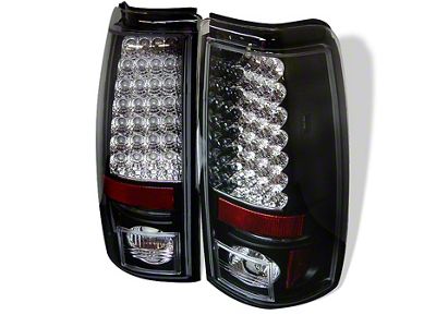 LED Tail Lights; Black Housing; Clear Lens (99-02 Sierra 1500 Fleetside)