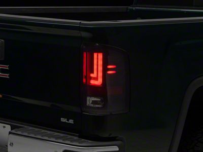 LED Tail Lights; Black Housing; Smoked Lens (14-18 Sierra 1500 w/ Factory Halogen Tail Lights)