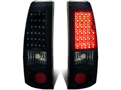 LED Tail Lights; Black Housing; Smoked Lens (99-03 Sierra 1500 Fleetside)
