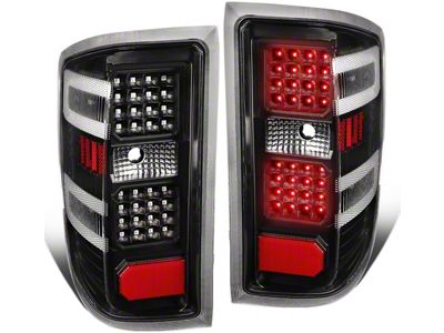 LED Tail Lights; Black Housing; Clear Lens (14-18 Sierra 1500 w/ Factory Halogen Tail Lights)