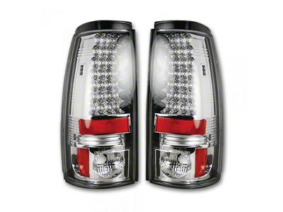 LED Tail Lights; Chrome Housing; Clear Lens (99-06 Sierra 1500 Fleetside)