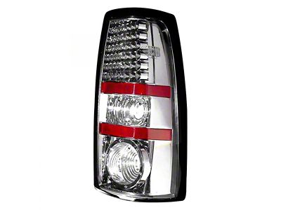 LED Tail Lights; Chrome Housing; Clear Lens (99-06 Sierra 1500 Fleetside)