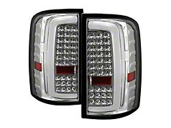 LED Tail Lights; Chrome Housing; Clear Lens (14-18 Sierra 1500 w/ Factory Halogen Tail Lights)