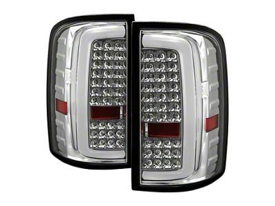 LED Tail Lights; Chrome Housing; Clear Lens (14-18 Sierra 1500 w/ Factory Halogen Tail Lights)