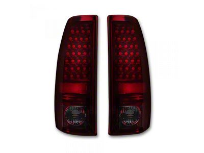 LED Tail Lights; Chrome Housing; Dark Red Smoked Lens (99-06 Sierra 1500 Fleetside)