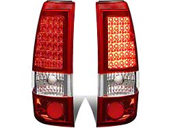 LED Tail Lights; Chrome Housing; Red Lens (99-03 Sierra 1500 Fleetside)