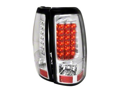 LED Tail Lights; Chrome Housing; Clear Lens (04-06 Sierra 1500 Fleetside)