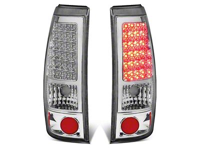 LED Tail Lights; Chrome Housing; Clear Lens (99-03 Sierra 1500 Fleetside)