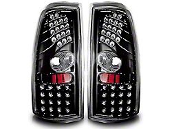 LED Tail Lights; Gloss Black Housing; Clear Lens (99-03 Sierra 1500 Fleetside)