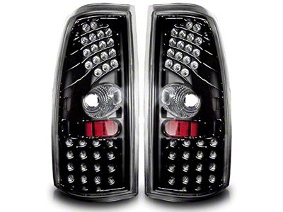 LED Tail Lights; Gloss Black Housing; Clear Lens (99-03 Sierra 1500 Fleetside)