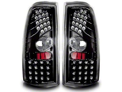 LED Tail Lights; Gloss Black Housing; Clear Lens (99-03 Sierra 1500 Fleetside)