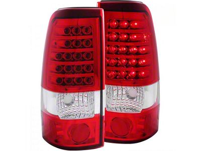 LED Tail Lights; Chrome Housing; Red/Clear Lens (99-02 Sierra 1500 Fleetside)