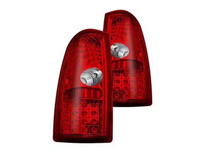 LED Tail Lights; Chrome Housing; Red/Clear Lens (99-03 Sierra 1500 Fleetside)
