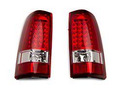 LED Tail Lights; Chrome Housing; Red/Clear Lens (99-02 Sierra 1500 Fleetside)