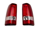 LED Tail Lights; Chrome Housing; Red/Clear Lens (99-02 Sierra 1500 Fleetside)