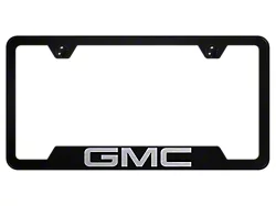 GMC Laser Etched Cut-Out License Plate Frame; Black (Universal; Some Adaptation May Be Required)