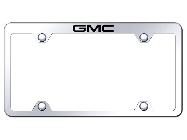 GMC Laser Etched Wide Body License Plate Frame; Mirrored (Universal; Some Adaptation May Be Required)