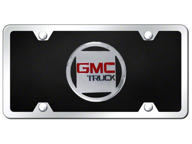 GMC License Plate; Chrome on Black Acrylic (Universal; Some Adaptation May Be Required)