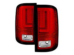Light Bar LED Tail Lights; Chrome Housing; Red/Clear Lens (16-18 Sierra 1500 w/ Factory LED Tail Lights)