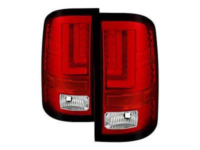 Light Bar LED Tail Lights; Chrome Housing; Red/Clear Lens (16-18 Sierra 1500 w/ Factory LED Tail Lights)