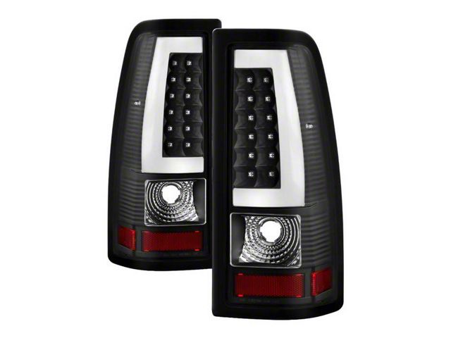 Light Bar Style LED Tail Lights; Black Housing; Clear Lens (99-06 Sierra 1500 Fleetside)