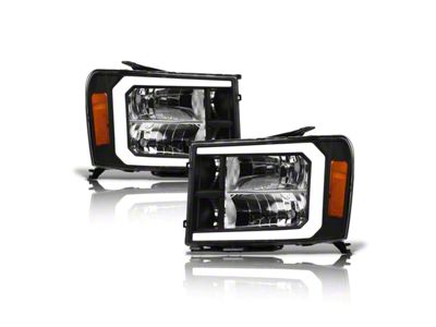LM Series Headlights; Black Housing; Clear Lens (07-13 Sierra 1500)