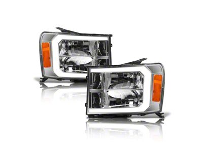 LM Series Headlights; Chrome Housing; Clear Lens (07-13 Sierra 1500)