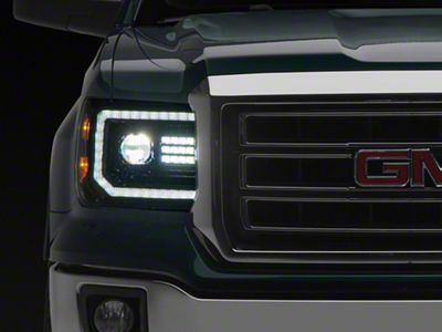 AlphaRex LUXX-Series LED Projector Headlights; Alpha Black Housing; Clear Lens (14-18 Sierra 1500)