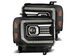 AlphaRex LUXX-Series LED Projector Headlights; Black Housing; Clear Lens (14-18 Sierra 1500)