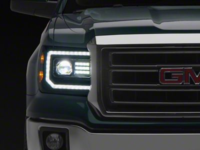 AlphaRex LUXX-Series LED Projector Headlights; Black Housing; Clear Lens (14-18 Sierra 1500)