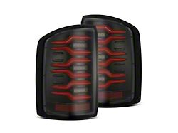 AlphaRex LUXX-Series LED Tail Lights; Black/Red Housing; Smoked Lens (14-18 Sierra 1500 w/ Factory Halogen Tail Lights)