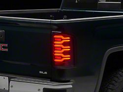 AlphaRex LUXX-Series LED Tail Lights; Black/Red Housing; Smoked Lens (14-18 Sierra 1500 w/ Factory Halogen Tail Lights)