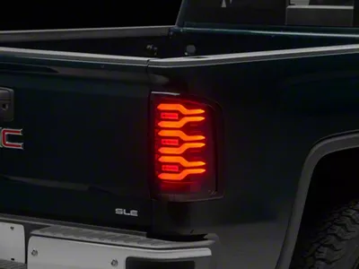 AlphaRex LUXX-Series LED Tail Lights; Black/Red Housing; Smoked Lens (14-18 Sierra 1500 w/ Factory Halogen Tail Lights)